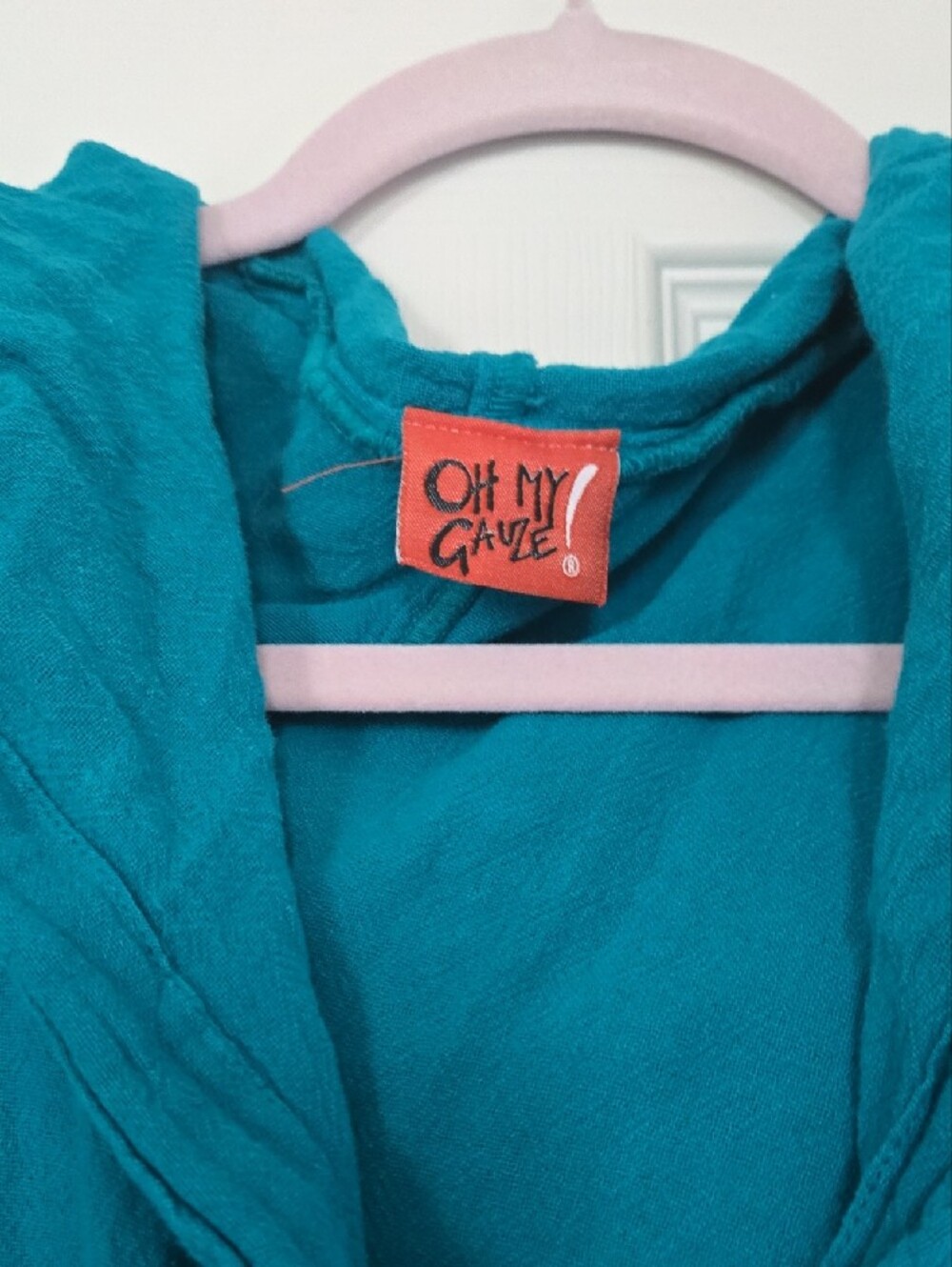Oh My Gauze! Teal Button-Front Hooded Tunic Size 2 Which Is L - Picture 3 of 9